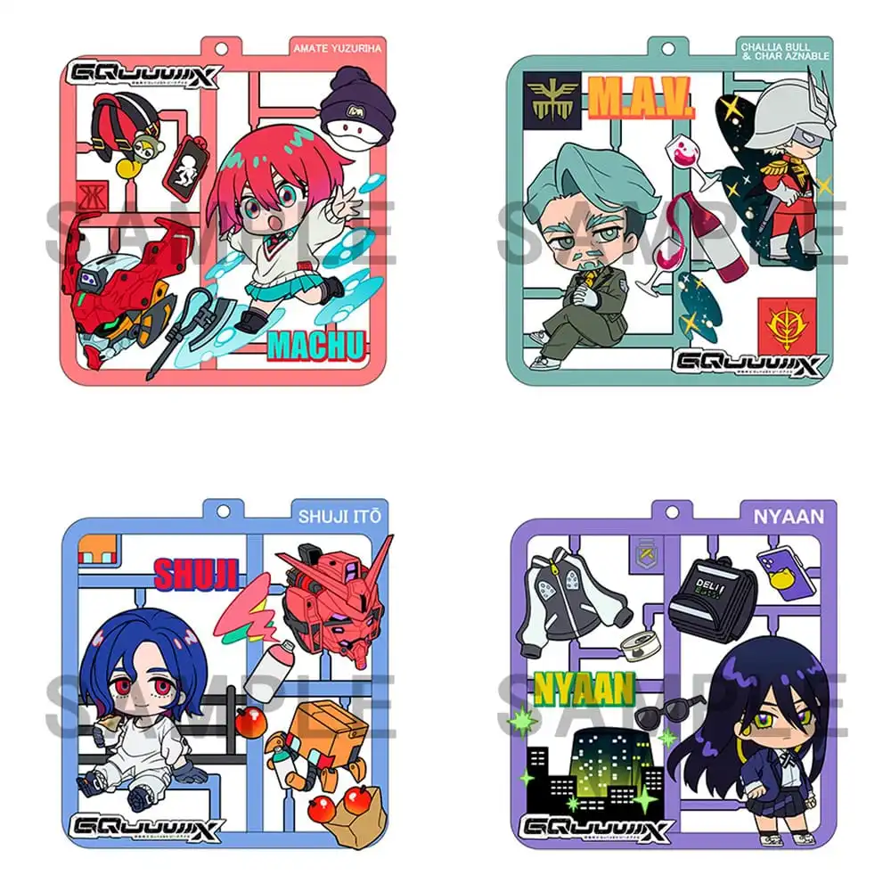Mobile Suit Gundam GQuuuuuuX Plat Collection Keychain Blind Box - 1 Unidade Aleatória